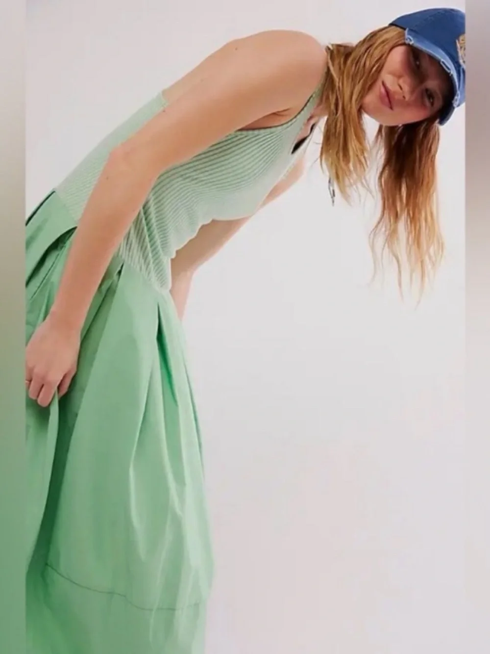 FREE PEOPLE Mint Ribbed Razor Back Pear Shape Sun Dress! 👗